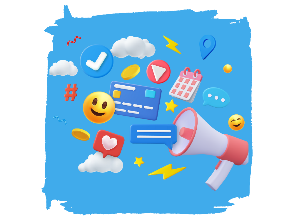 Megaphone announcing instructions for a marketing agency